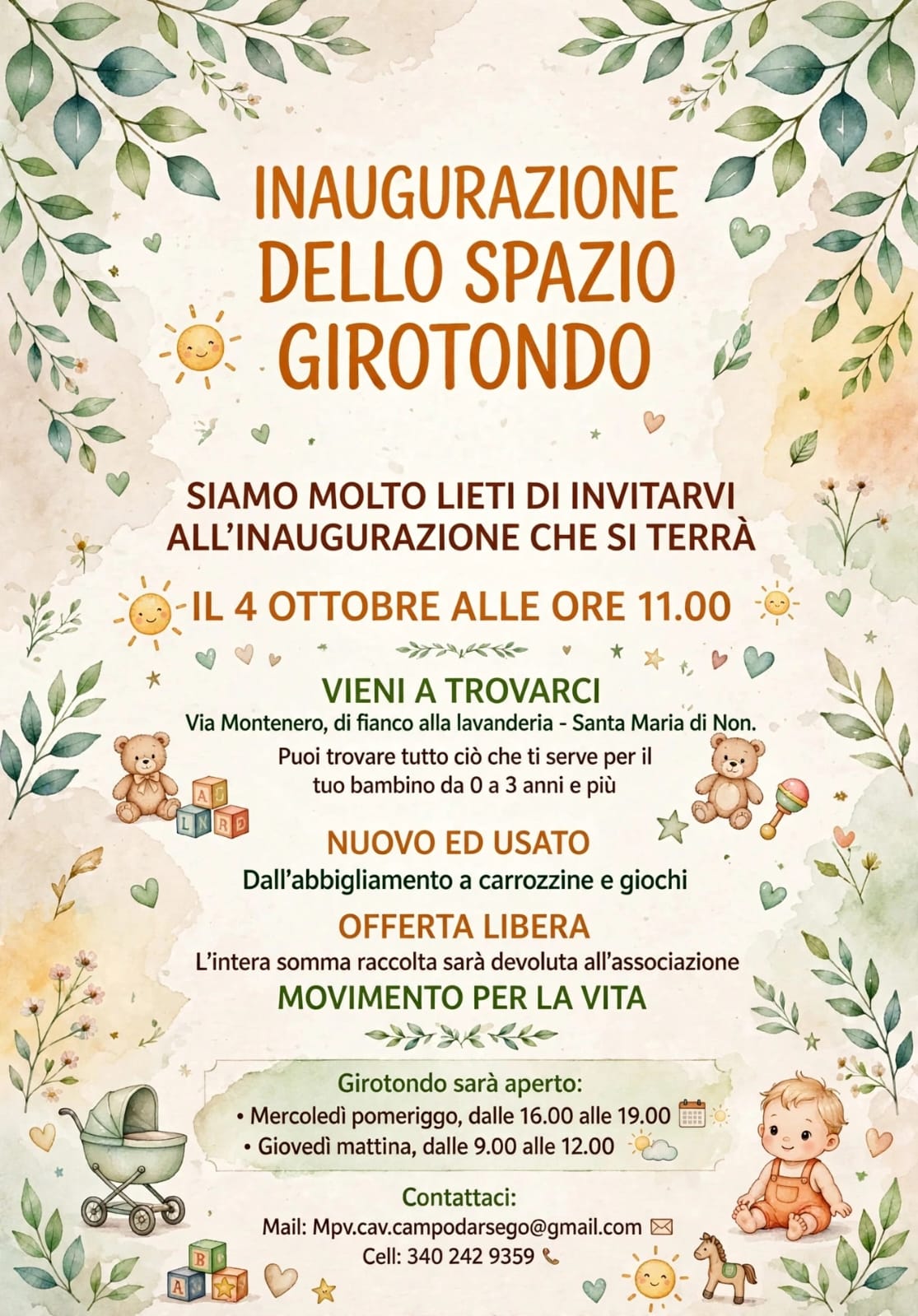 Locandina dell’inaugurazione dello Spazio Girotondo a Santa Maria di Non
