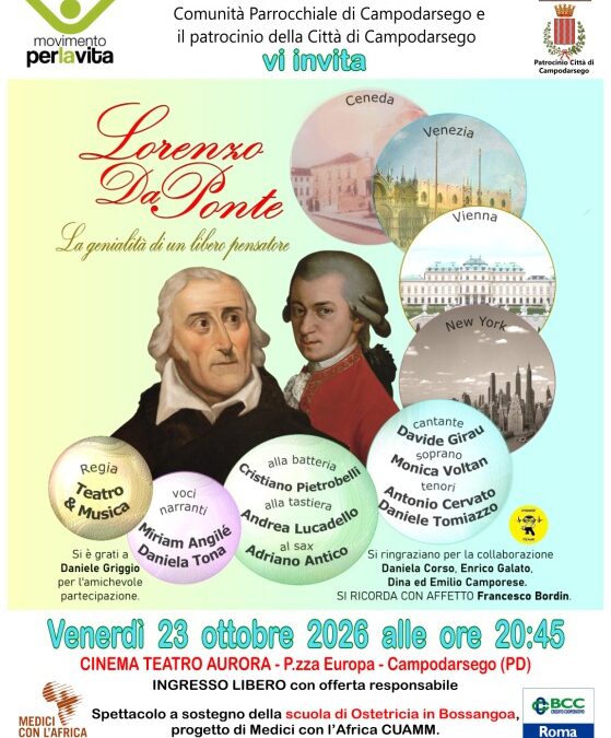 Spettacolo benefico: “Lorenzo Da Ponte, la genialità di un libero pensatore”
